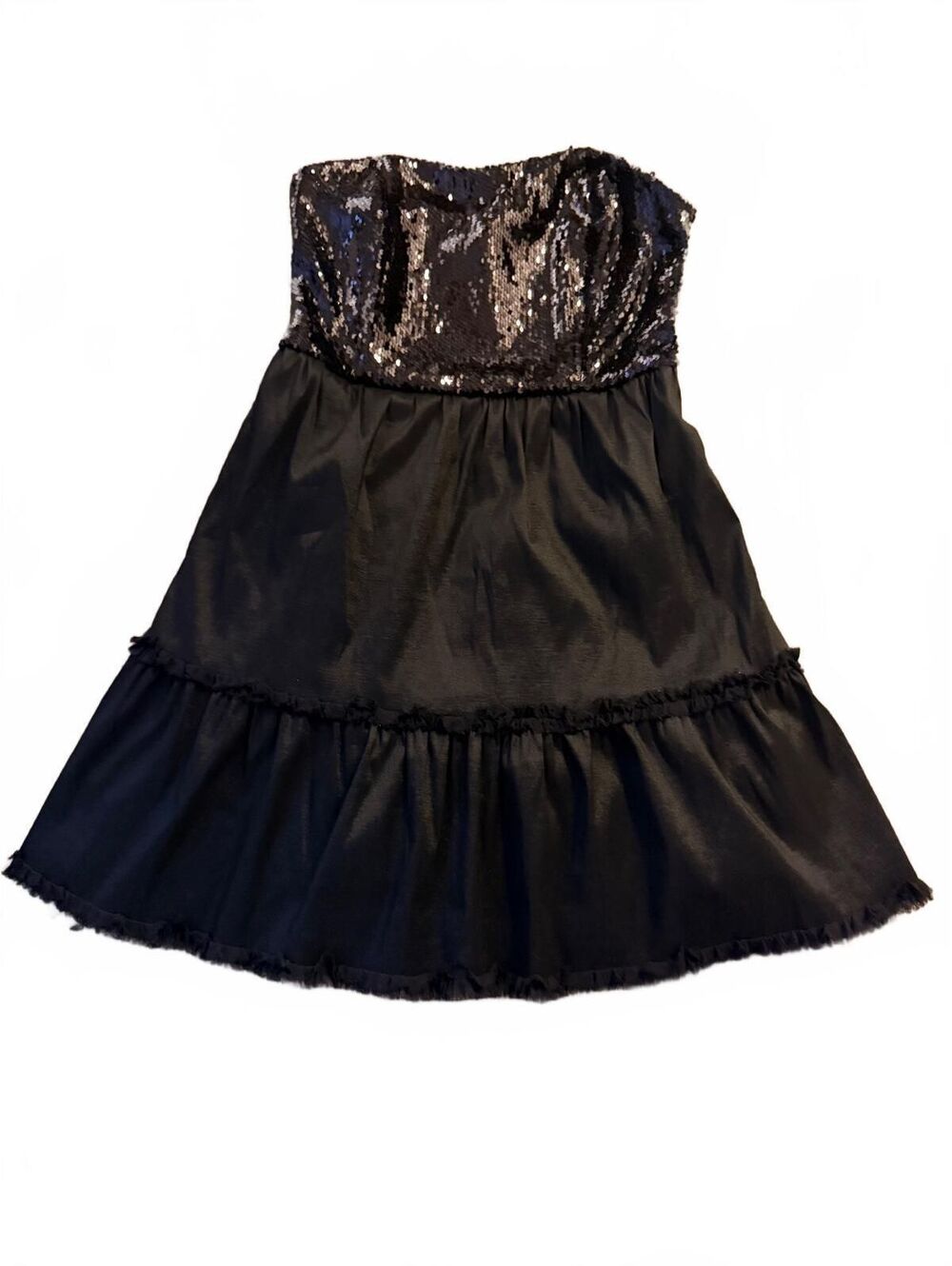Free People Silk Strapless Black Dress with Sequin Bodice Size Small